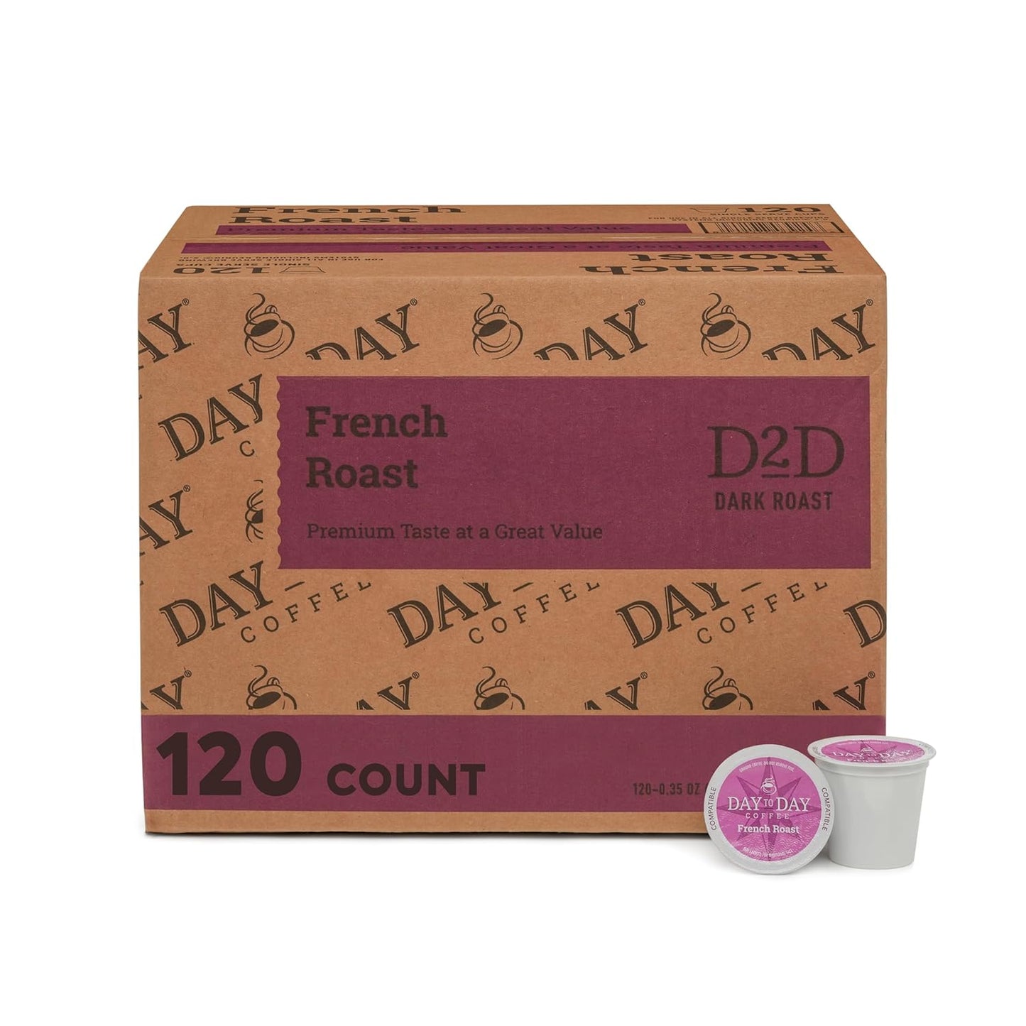 Day To Day 120-Count French Roast Dark Roast Single Serve Coffee Pods for K-Cup Keurig Brewers