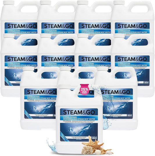 Steam & Go Demineralized Water - Multi-Surface Cleaner, PVC-Free Ready-to-Use for Mops & Floor Steamers - Ideal for Kitchen,
