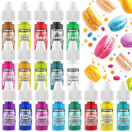 Food Coloring Liquid- 18 Vibrant Colors Food Dye Colorantes Para Reposteria, Highly Concentrated Cake Decorating Food