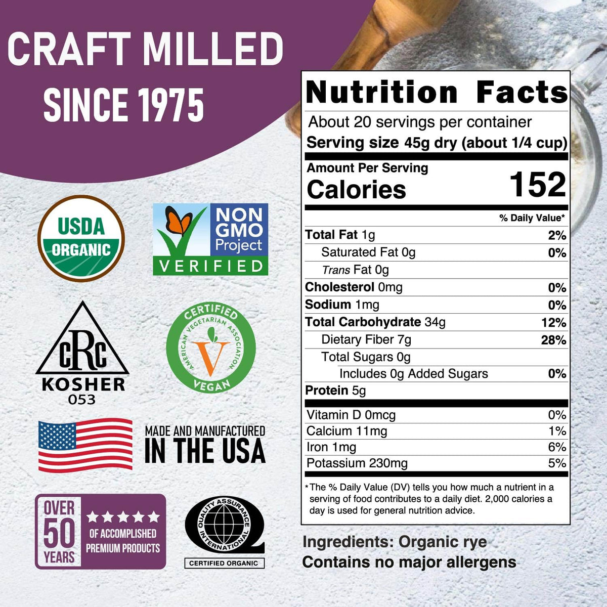 Great River Milling Organic Whole Grain Rye Berries, Non-GMO, 2 lb | Organic Whole Rye Berries for home-milled rye flour, sourdough bread, sprouting, soups, salads and pilaf; chewy cooked grain