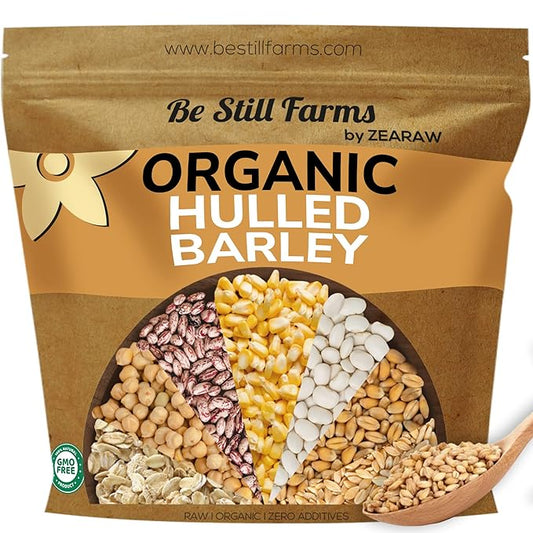 Be Still Farms Organic Hulled Barley Grain (4.8lb) - Whole Barley Groat Seed Bulk - Great for Soup, Flour, Cereal, Home