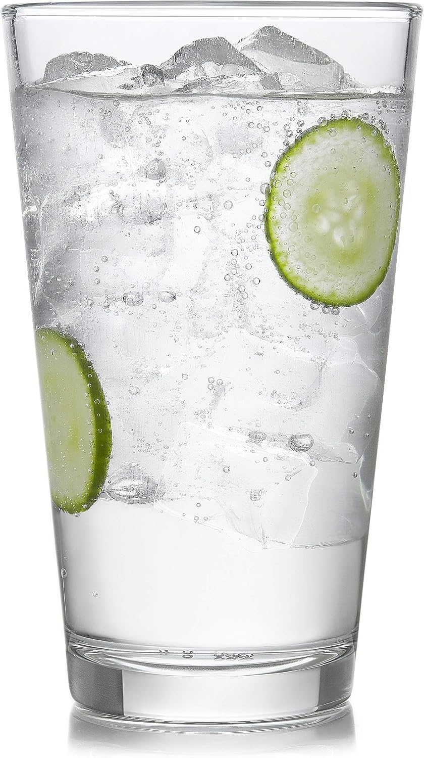 Libbey Preston Tumbler &amp; Rocks Drinking Glasses Set of 16, All-Purpose Cups | 16 oz and 13 oz Capacities for Water, Juice, Cocktails, and More with Wide Mouths and Dishwasher-Safe Cleanup