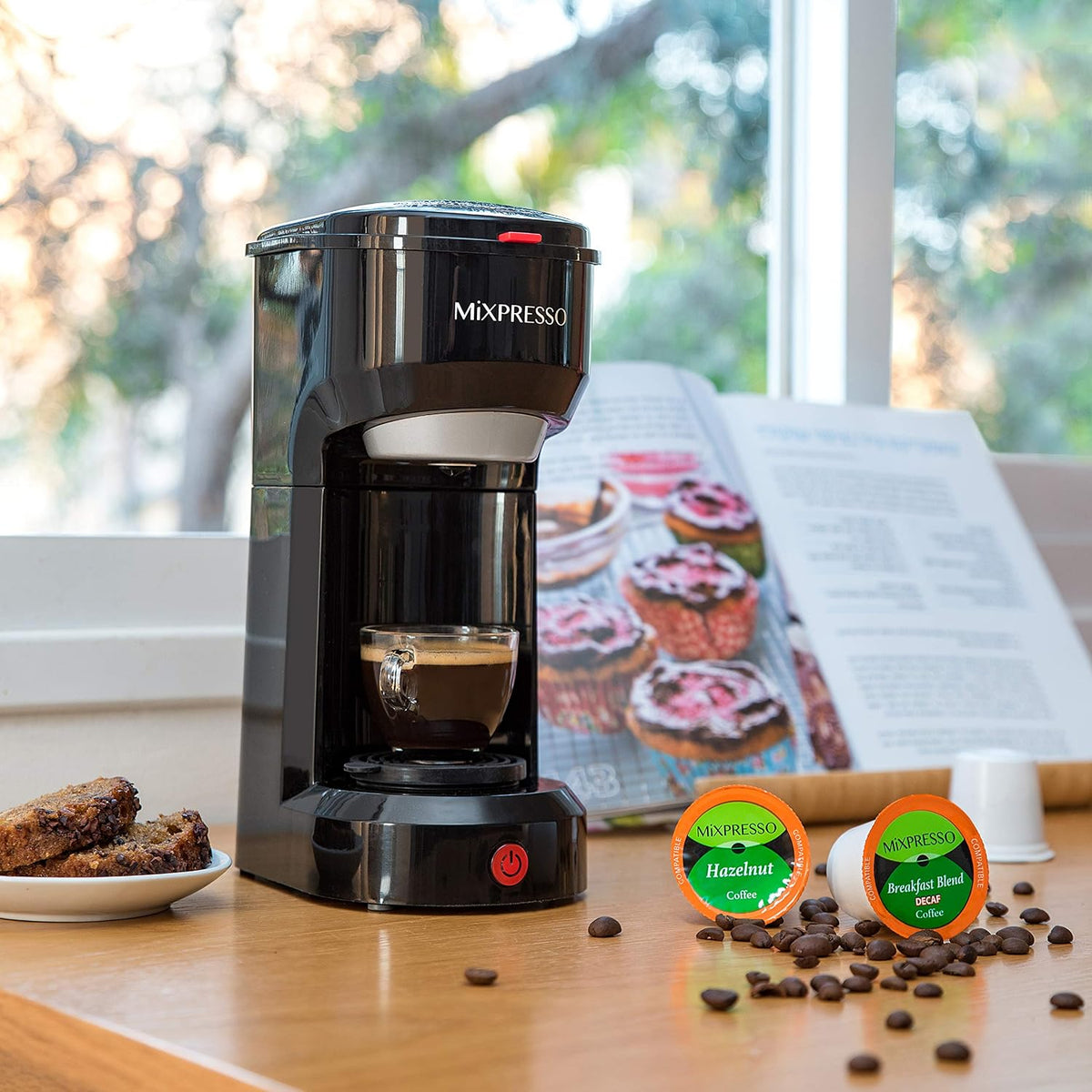 Mixpresso Single Serve Coffee Maker K Cup Coffee Maker for K Pods &amp; Grounds | Compact 800W White Coffee Machine with 14 Oz Water Tank, Fast Brew &amp; Auto Shut-Off, Small Design for Travel RV, Office&amp; Dorm