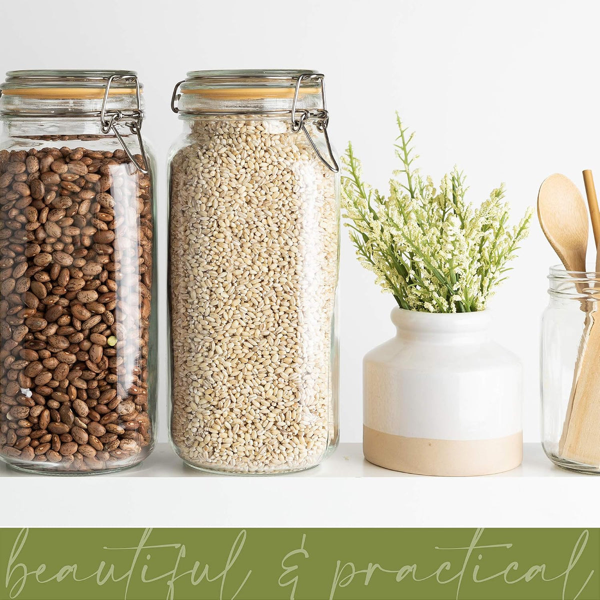 Galashield Glass Jars with Lids 67 oz Food Storage Jars with Airtight Lids Leak Proof Glass Canisters Kitchen Jars [Set of 2]