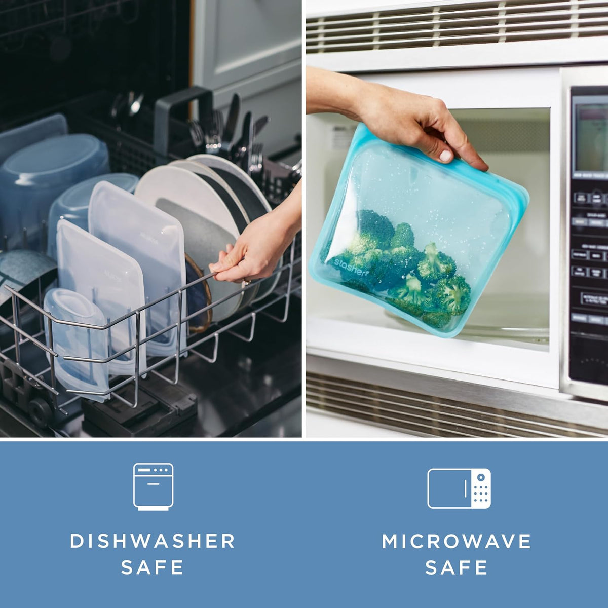 Stasher Premium Silicone Reusable Food Storage Sandwich Bag, Tie Dye Blue, Microwave, Sous Vide, Dishwasher, Oven and Freezer Safe, BPA Free, Leak-free, Eco-friendly, 28 Oz