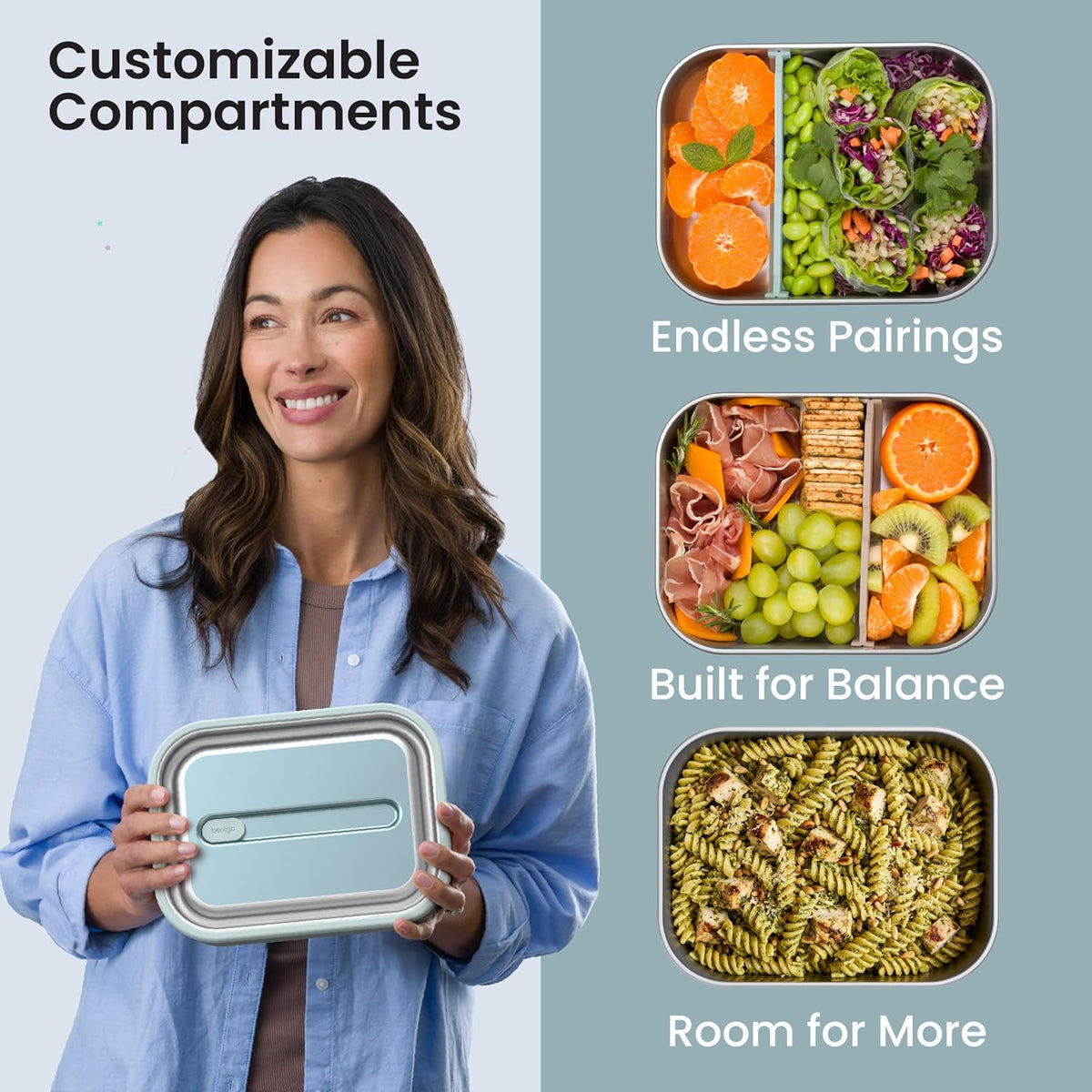 Bentgo MicroSteel Leak-Proof Bento Lunch Box, Microwave &amp; Oven-Safe