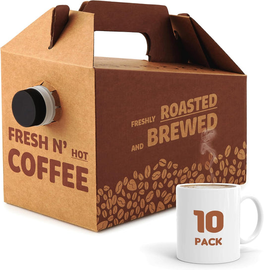 Stock Your Home (10 Pack) 96 oz Disposable Coffee Box Dispensers, Insulated Hot Cold Bulk Beverage Server Carafe, Coffee
