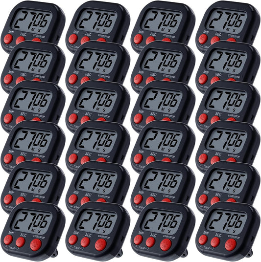Leumoi 24 Pcs Digital Kitchen Timers Magnetic Back Timers Bulk Large Screen Loud Alarm On/Off Switch Minute Second Count up