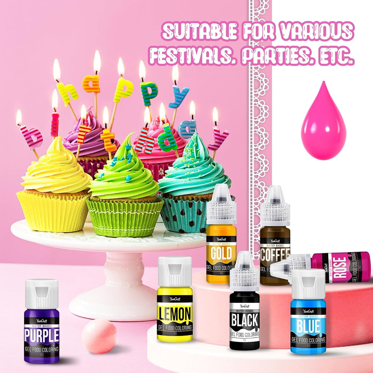 Food Coloring Gel Set - 22Vibrant Color Gel Food Coloring | for Cake Decorating, Baking, Easter Egg, Icing - Tasteless Food Color Dye for Fondant, Cooking, Airbrush - 0.2 Fl. oz (6 ml)