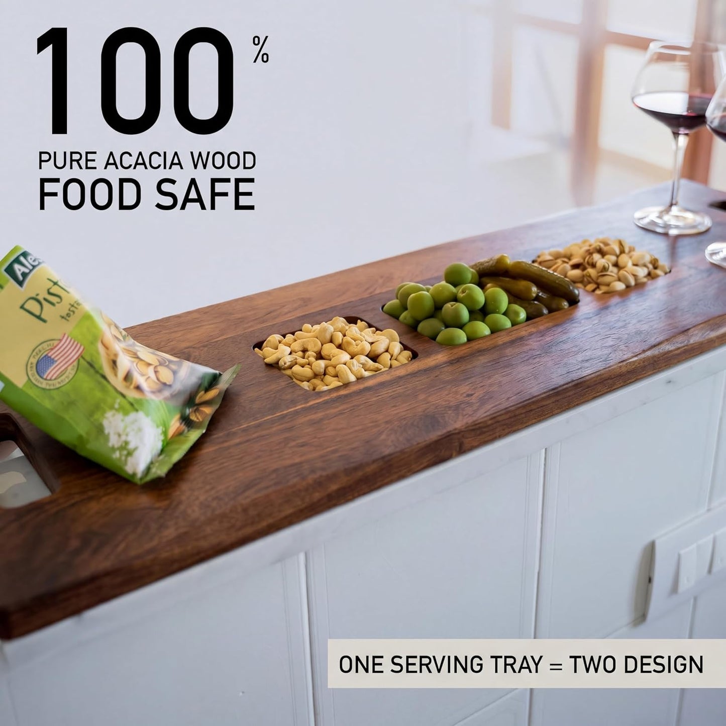Extra Large Charcuterie Board Acacia, Reversible Long Wooden Tray | 36 x 12 Inch Premium Non toxic Acacia Wood Tray, Large Charcuterie Boards for Party, Long Cutting Board