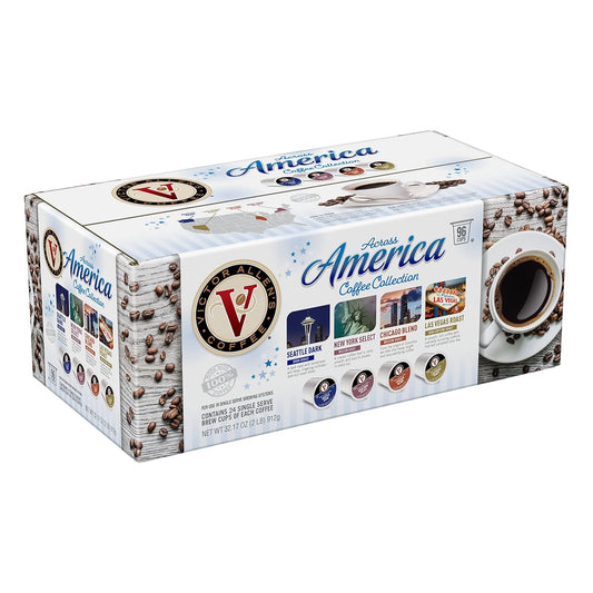 Victor Allen's Coffee Across America Variety Pack (Seattle Dark, New York Select, Chicago Blend, Las Vegas Roast), 96 Count,