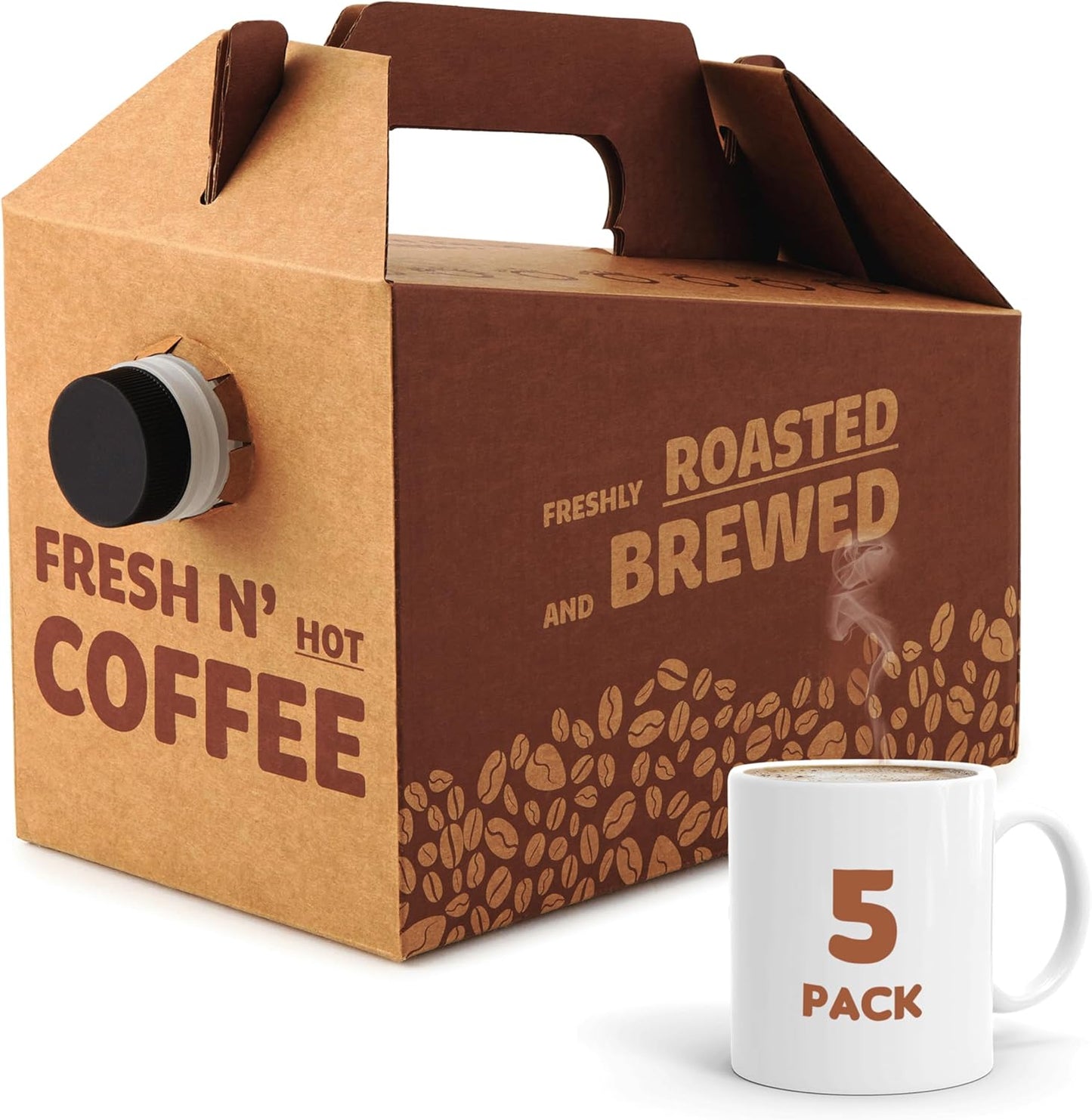 Stock Your Home (5 Pack) 96 oz Disposable Coffee Box Dispensers, Insulated Hot Cold Bulk Beverage Se
