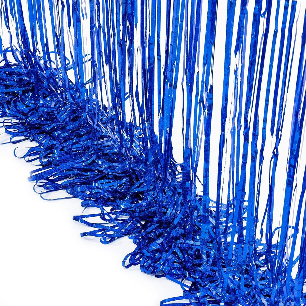 BRAVESHINE Foil Fringe Curtains | Metallic Tinsel Party Steamers Backdrop | Black Blue | 3.2x8.2ft | for Graduation/16th/30thBoy/Men/Birthday/Retirement/Homecoming/Ocean/Bachelorette Party Decorations