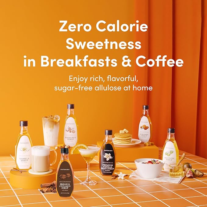 MONKSHUSHU Allulose Syrup 18.7 Fl Oz - Liquid Sweetener for Cooking, Baking, and Drinks - Keto Diet, Vegan friendly, Stevia Blend Thin Syrup - Zero Calorie Sugar Substitute - Monk Fruit - Gluten Free, 0g Net Carbs, Non-GMO