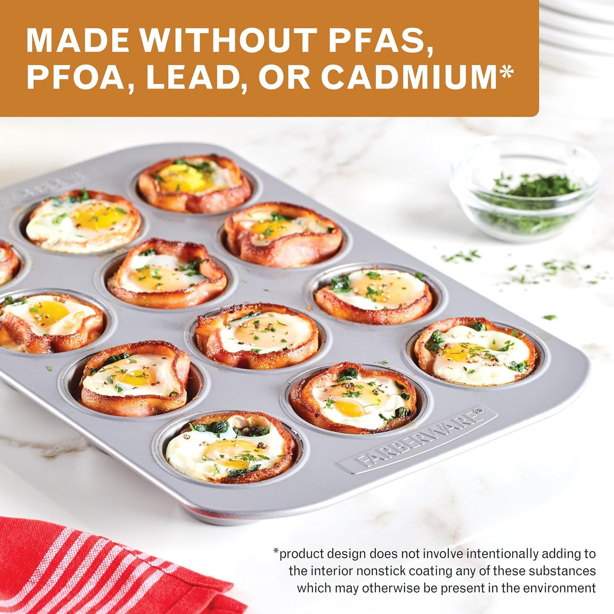Farberware Bakeware Nonstick Muffin &amp; Cupcake Pans, 12-Cup, Gray