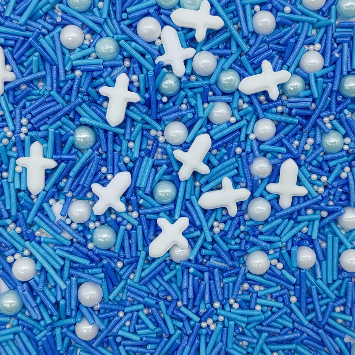 White Cross &amp; Blue Series Sprinkles Edible Toppers Cake Decorating Mixed Size Cake Decorations Cupcake Toppers Cookie Decorating Perfect for Cakes,Cupcakes,Desserts Toppings 3OZ