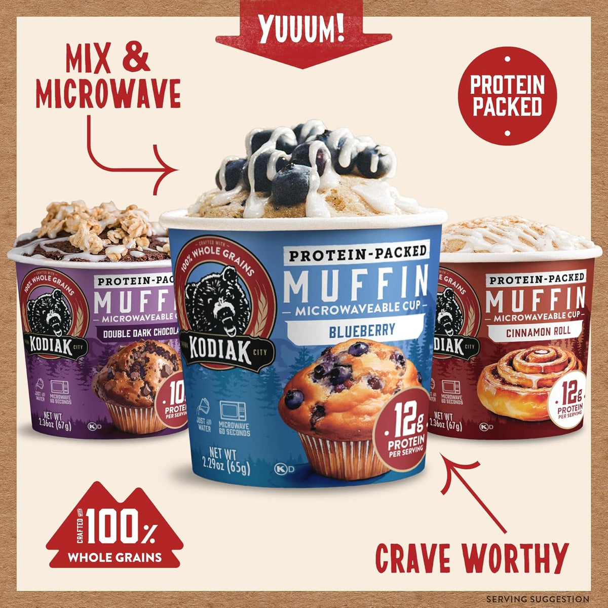 Kodiak Cakes Minute Muffin Cup Variety Pack - 100% Whole Grains