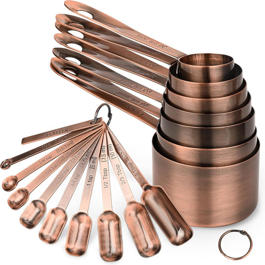 Measuring Cups and Spoons Set, Copper Measuring Cups and Spoons Set 17, Stainless Steel Measuring Cups and Spoons set, Metal