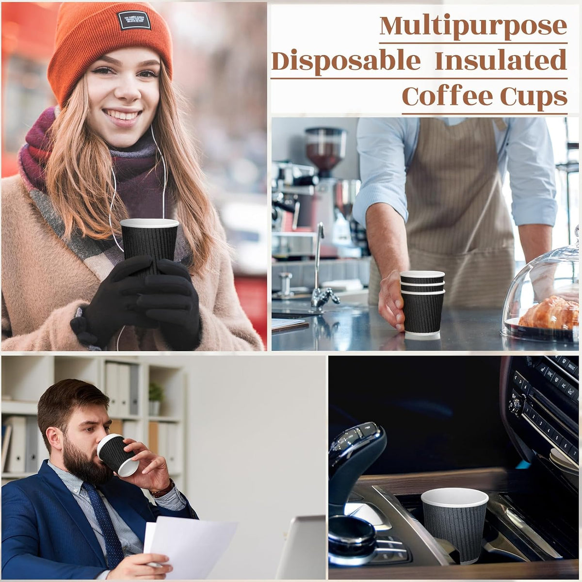 Yaomiao 200 Pcs 4 oz Disposable Espresso Coffee Cups, Black