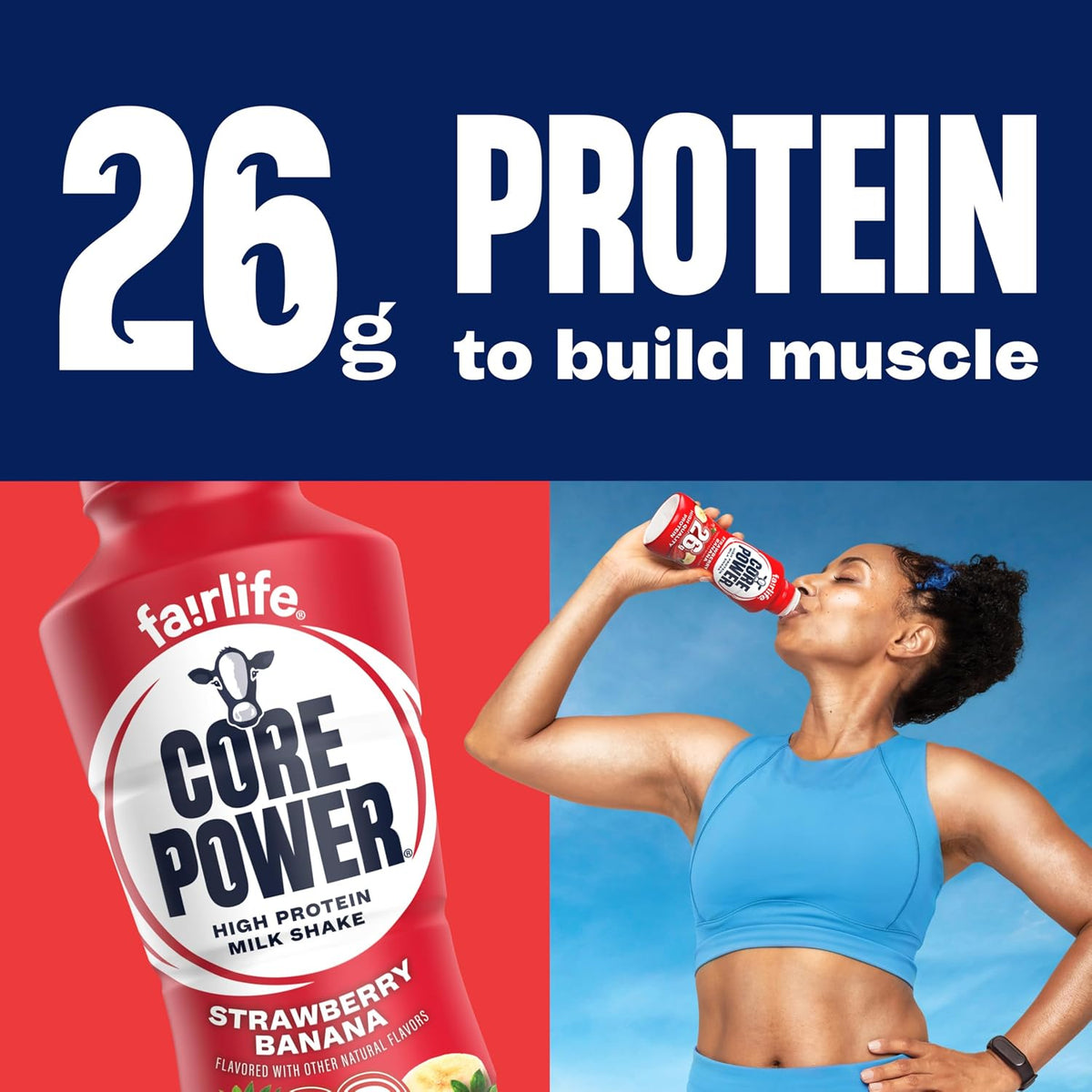 Core Power Fairlife 26g Protein Milk Shakes, Ready To Drink for Workout Recovery, Strawberry Banana, 14 Fl Oz (Pack of 12)