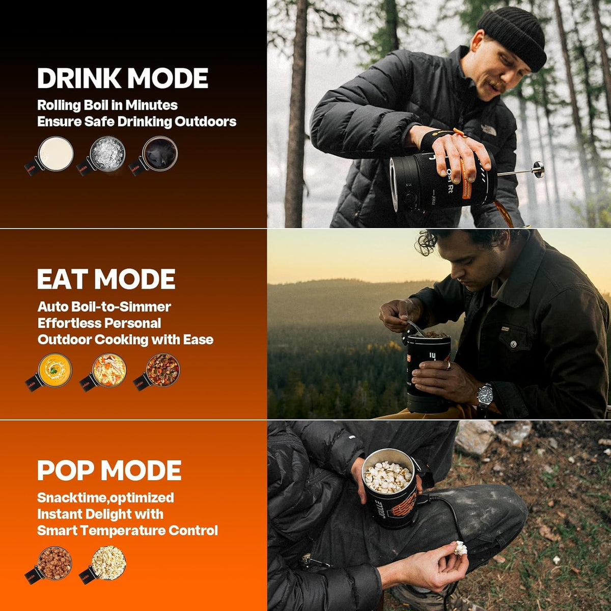 Portable Camping Coffee Maker, Electric French Press, Travel Kettle, 120V | 2-in-1 coffee maker and water boiler with electric French press brewing; portable 120V design for camping, travel and RV use.