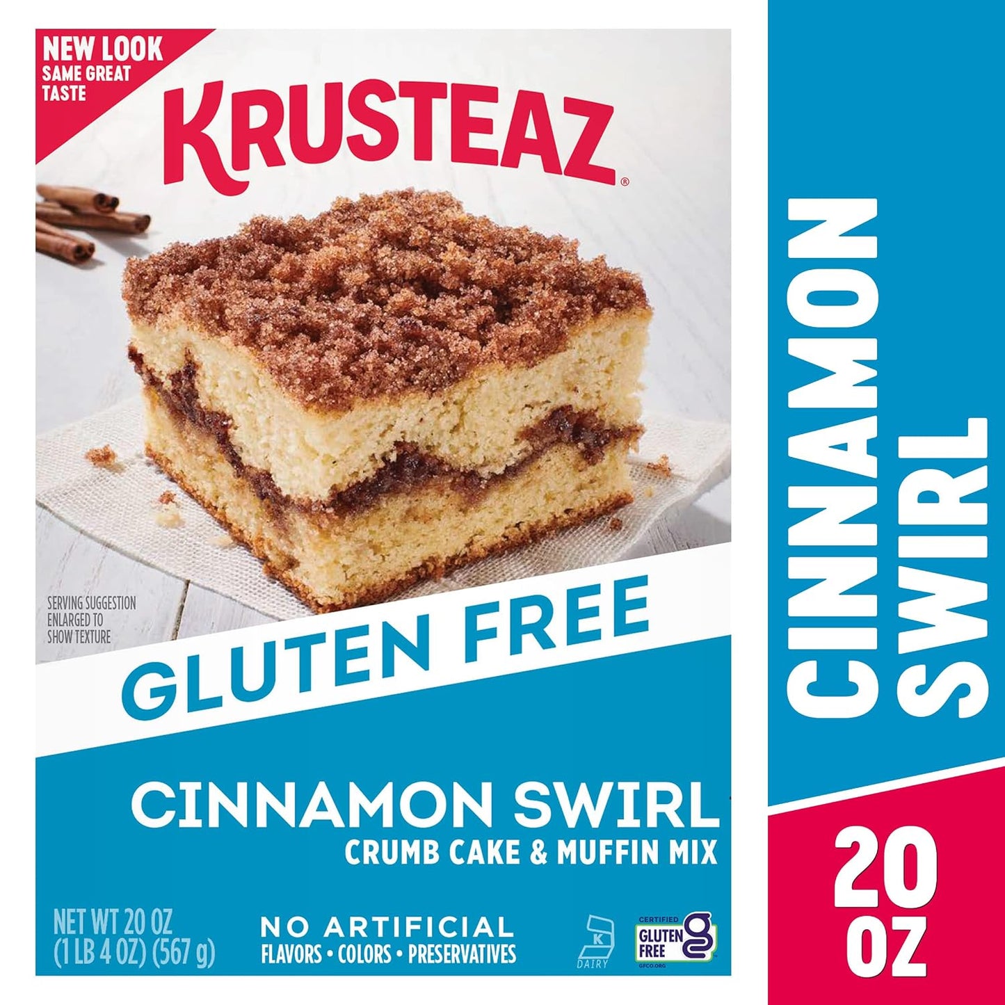 Krusteaz Gluten Free Baking Mix, Cinnamon Swirl Crumb Cake &amp; Muffin Mix, Gluten Free with No Artificial Flavors, Colors or Preservatives, 20 Ounce (Pack of 3)