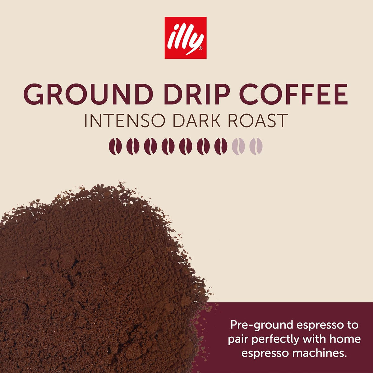 illy Ground Drip Coffee, Intenso Dark Roast, 8.8 oz, 6 Pack | 100% Arabica, Premium Italian Coffee, Pre-Ground for Drip Brewers