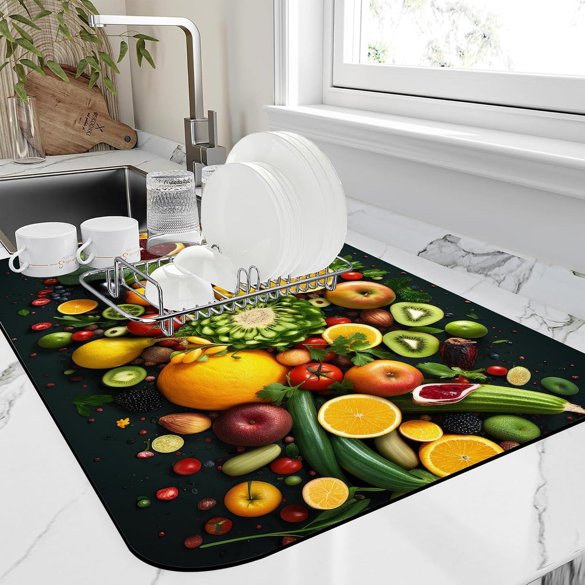 Dish Drying Mat for Kitchen Counter Absorbent Dish Coffee Mat 16"X24"