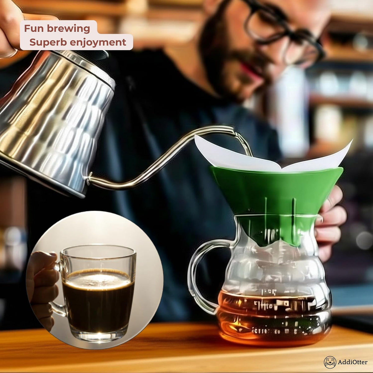Pour-over Coffee Set Fit for 1-2 Cup Coffee Brewing at Home/Outdoors