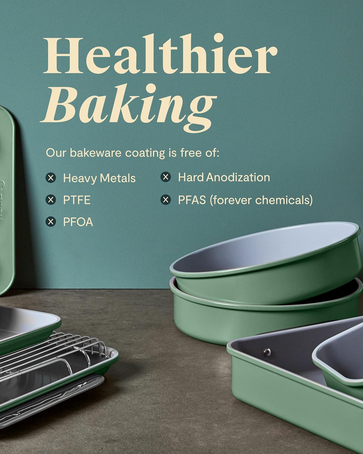 Caraway Non-Stick Ceramic Medium Baking Sheet Duo | Naturally Slick Ceramic Coating, Non-Toxic, PTFE and PFOA Free, Perfect for Baking, Roasting, and More, (15" x 10"), Gray