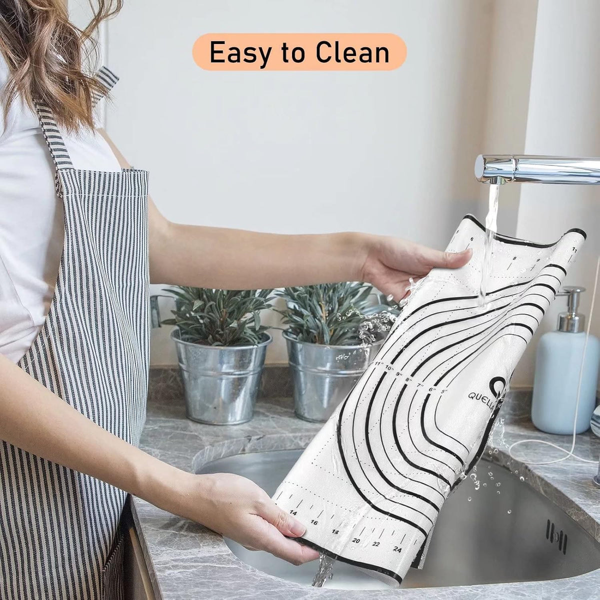 Silicone Baking Mat Extra Large, Pastry Mat with Measurement, Kitchen Counter Mat for Pie Crust, Pizza and Cookies - BPA Free Oven Liner/Kneading Matts,16" x 24", Black