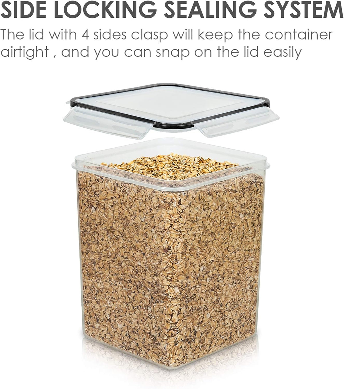 Vtopmart 5.2L Flour Sugar Storage Containers, 4 PCS, Black