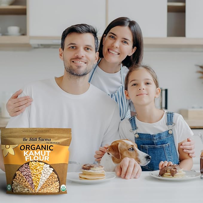 Be Still Farms Kamut Flour Organic Bulk - Bread Flour for Baking (4.8 lb) Khorasan - Organic Whole Wheat Flour Unbleached - High in Fiber | USA Grown | USDA Certified | Vegan | Non-GMO