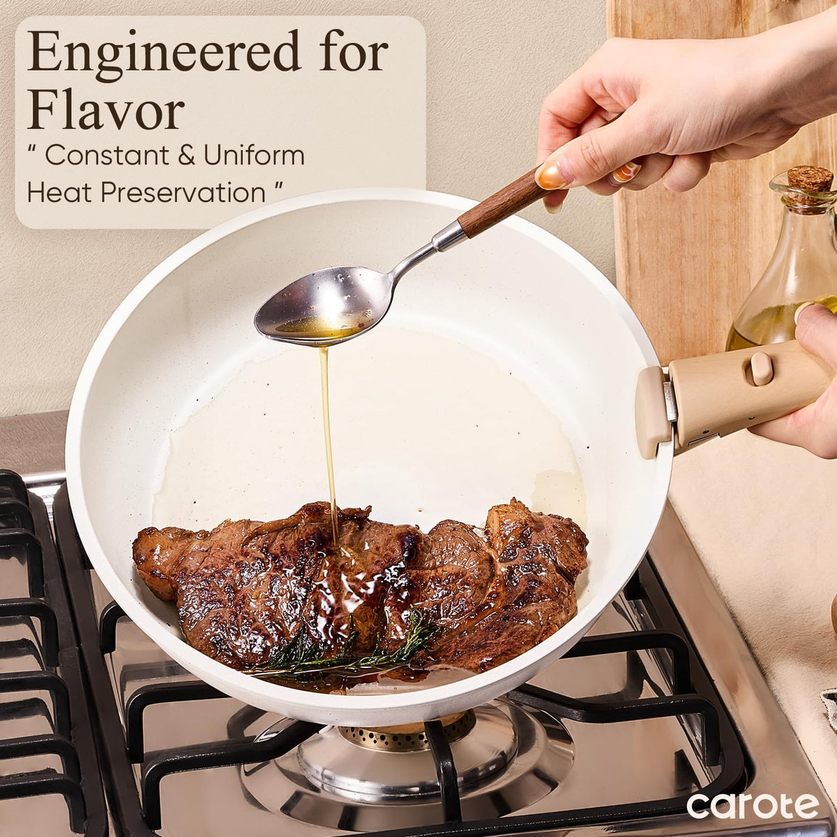 CAROTE 19pcs Pots and Pans Non Stick, Cookware Sets Detachable Handle, Induction Kitchen Pots and Pans,NonStick Cooking Set, Oven/Dishwasher/Fridge Safe, Space Saving