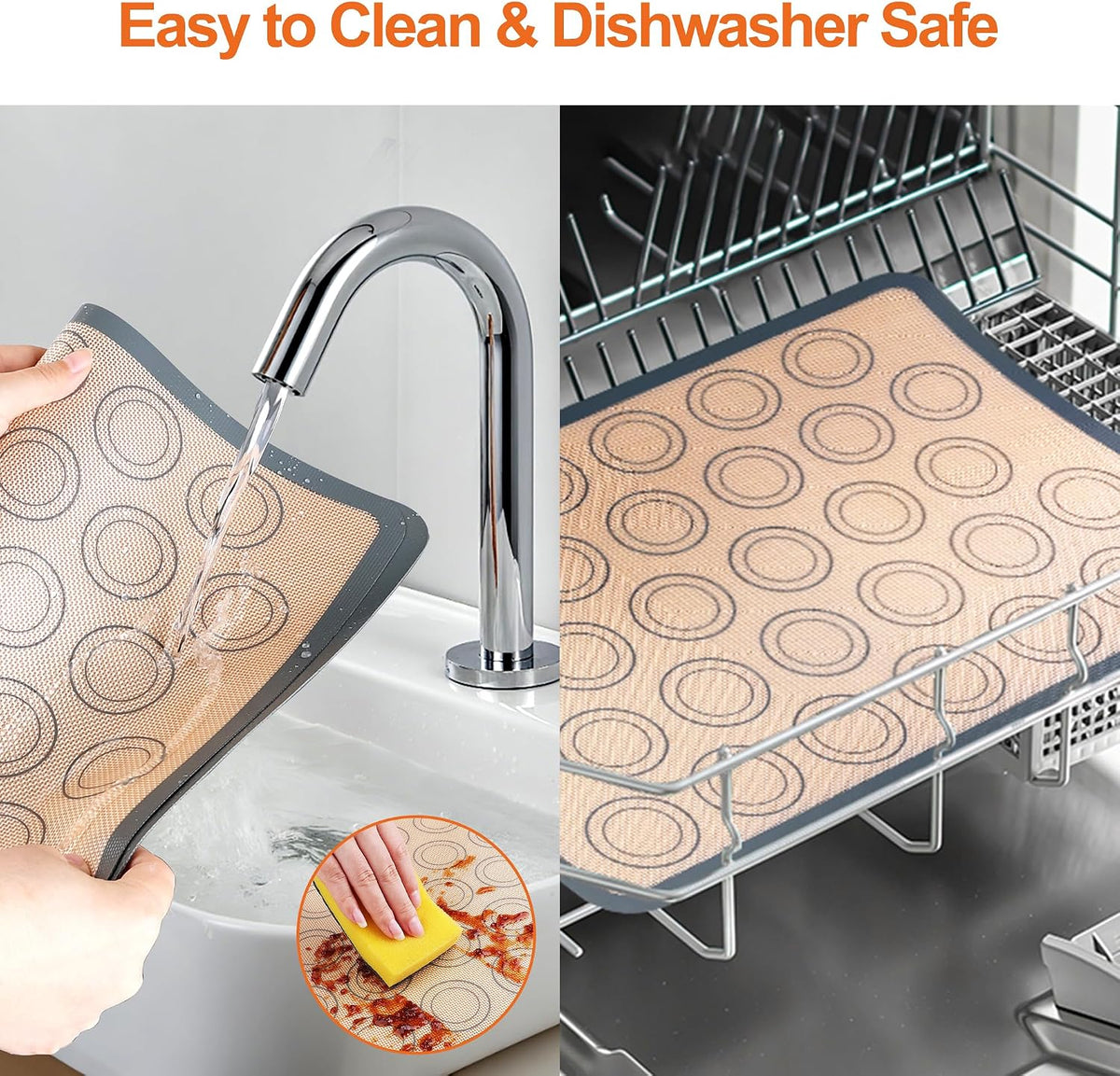 HOOMIL Macaron Silicone Baking Mats, 13 x 9 Inch, 2-Pack