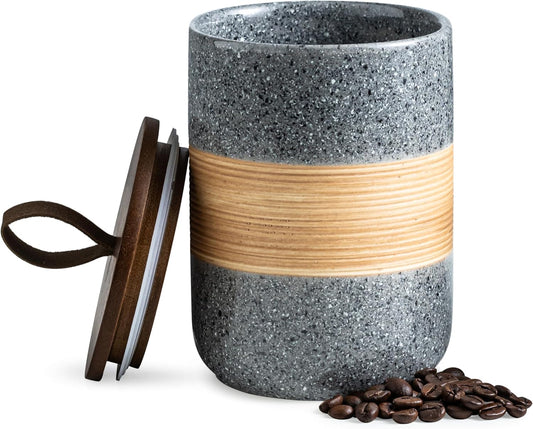 Airtight Coffee Storage Container Jar with Lid, Ceramic Kitchen Food Storage Jars for Spice Sugar Cookie, Coffee Bean