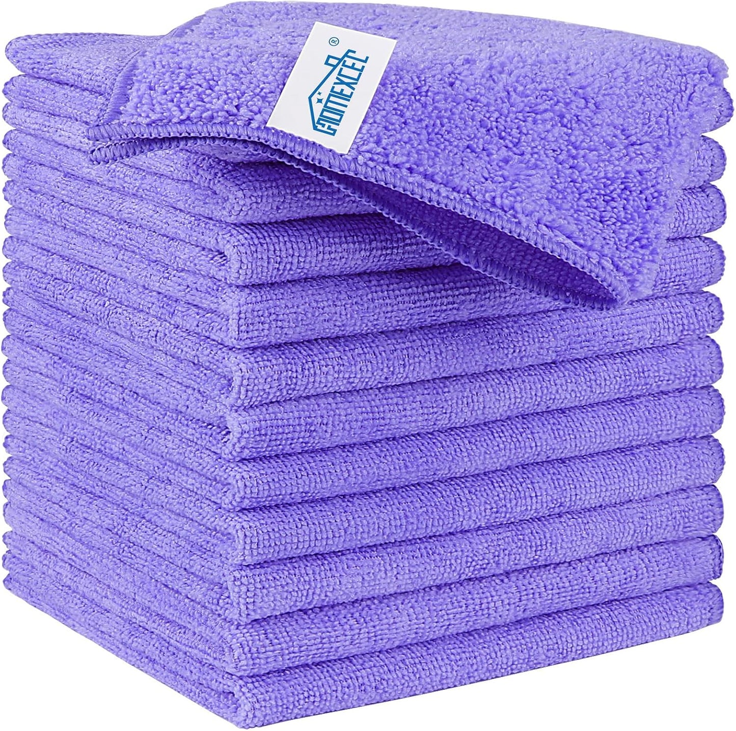 HOMEXCEL Purple Microfiber Cleaning Cloth, 12 Pack Premium Microfiber Towels for Cars, Lint Free, Sc