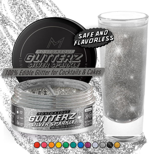 MONÉGASQUE Silver Edible Glitter for Drinks 10g – Silver Edible Glitter for Cakes – Halloween Cupcakes & Cake Decorating