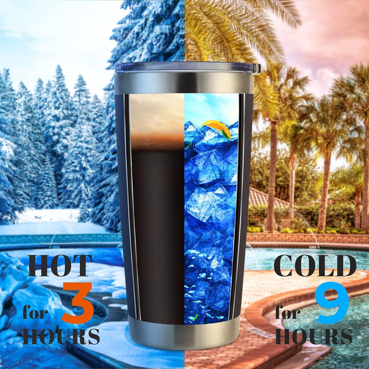 DOMICARE 20oz Stainless Steel Tumbler Bulk with Lid, Double Wall Vacuum Insulated Travel Mug, Powder Coated Coffee Cup (Powder Navy, 1)