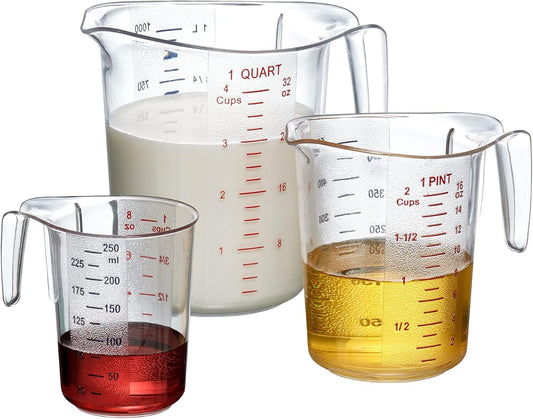 Amazing Abby - Melissa - Unbreakable Plastic Measuring Cups (3-Piece Set), Food-Grade Measuring Jugs, 1/2/4-Cup Capacity,