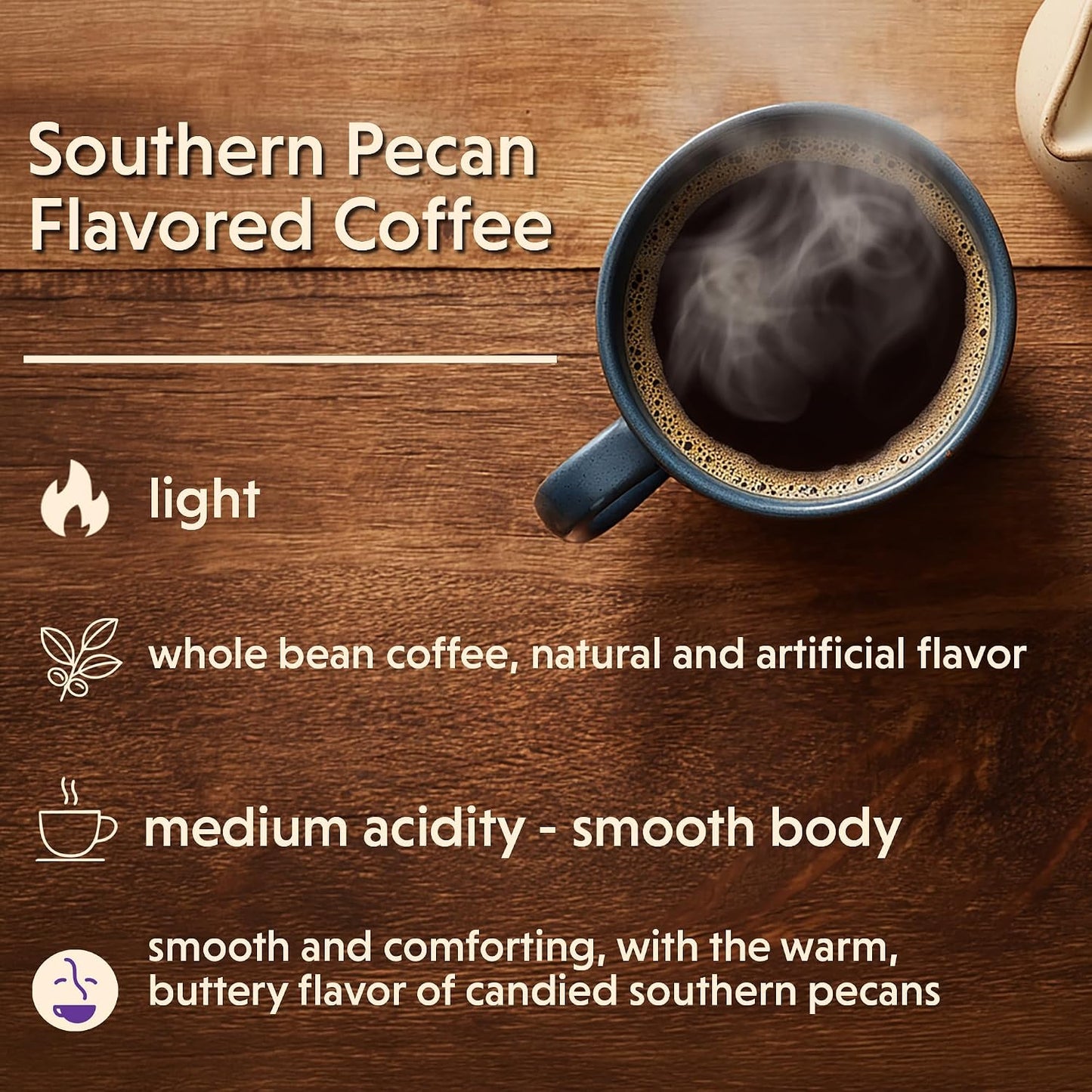 Coffee Bean Direct Southern Pecan Flavored, Whole Bean, 1lb Bag | Light Roast, Gourmet Flavored Coffee Beans