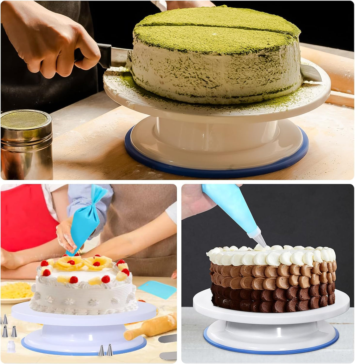 Uten Cake Decorating Supplies Kit 60pcs, with Turntable Cupcake Stands | Cake Baking Tools, including Cake Stand, Icing Piping Tips and Bags, Spatulas, Icing Scraper, Scissor, Couplers, Flower Nail
