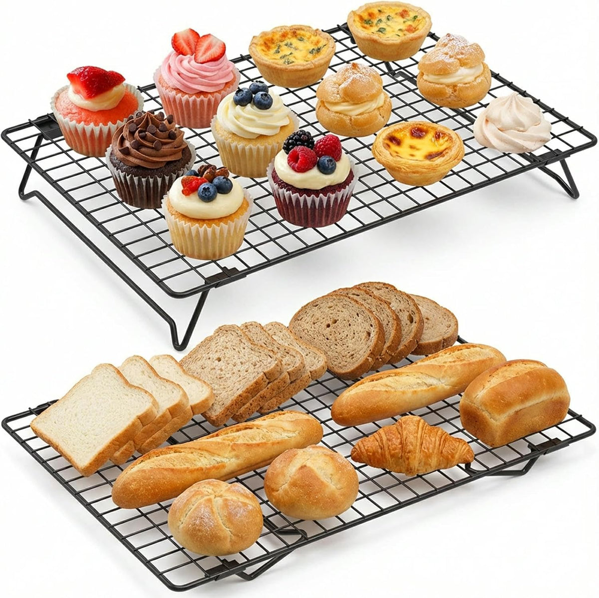 2-Pack Stackable Cooling Racks for Cooking and Baking, 13.4" x 9.4"