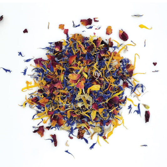MagJo Naturals Brilliant Flower Petal Blend - Edible blend of calendula, blue cornflower and rose petals, all natural,