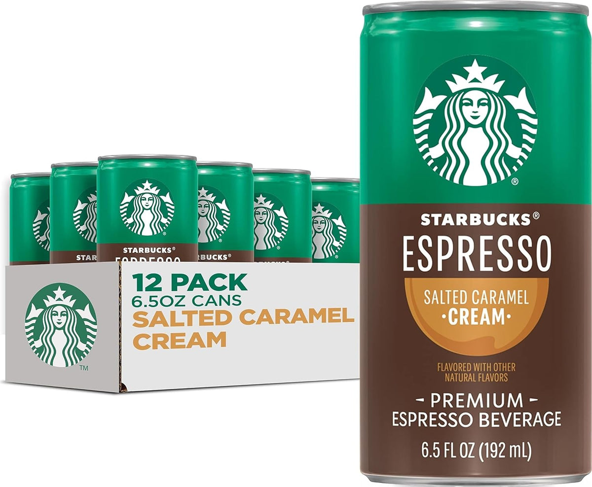 Starbucks Espresso and Cream, Salted Caramel, 6.5 fl oz Cans (12 Pack), Iced Coffee Drink