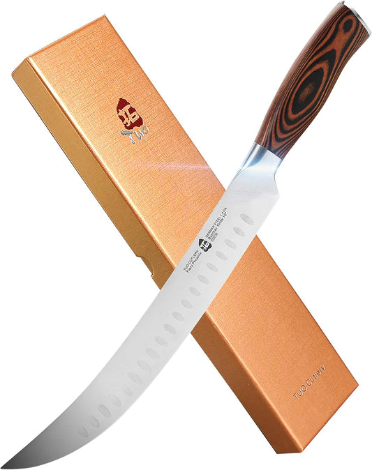 TUO Cimitar Butcher Knife - 10 inch Curved Breaking Knives for Slicing & Carving Pro Meat Chopping Cleaver - German HC Steel