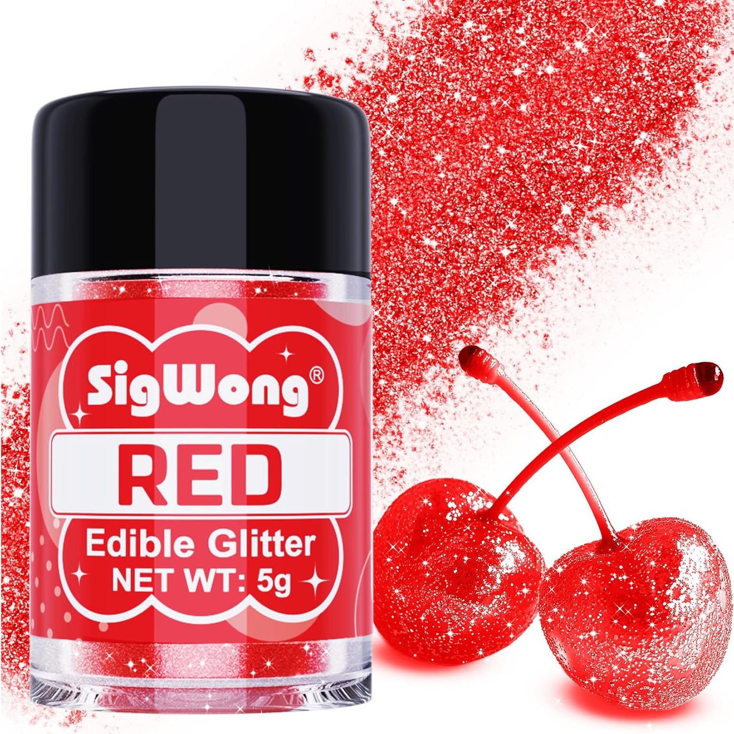 Red Edible Glitter - 5g Food Grade Cake Decorating Shimmering Glitter, Edible Sprinkle Luster Dust f