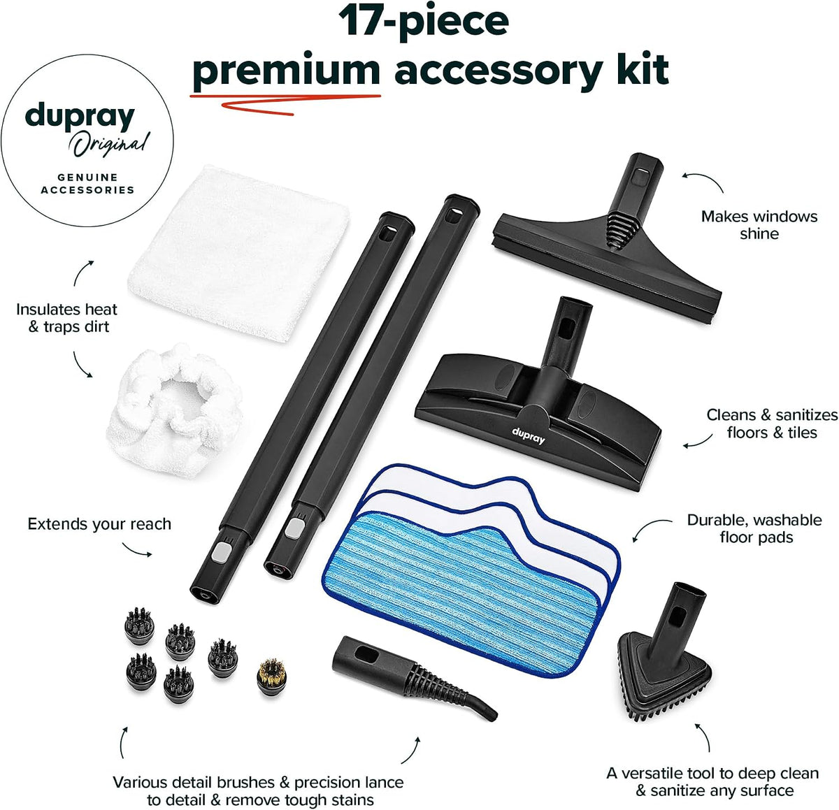 Dupray Neat Steam Cleaner for Home Essential Pack