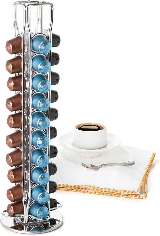 Mixpresso Capsule Spinning Carousel Holder I 360 Degree Rotatable Coffee Capsules Holder Rack I Solid Base | Holds 40 Coffee