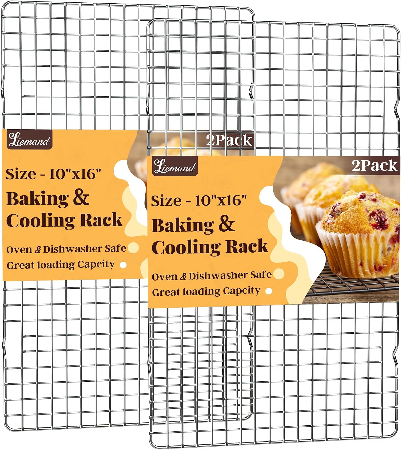 Cooling Racks for Cooking and Baking - 2 PCS 10" x 16" Grid Wire Baking Rack for Oven Cooking, Baking, Grilling, Roasting - Dishwasher Safe Bacon Rack - Fits Half Sheet Cookie Pan